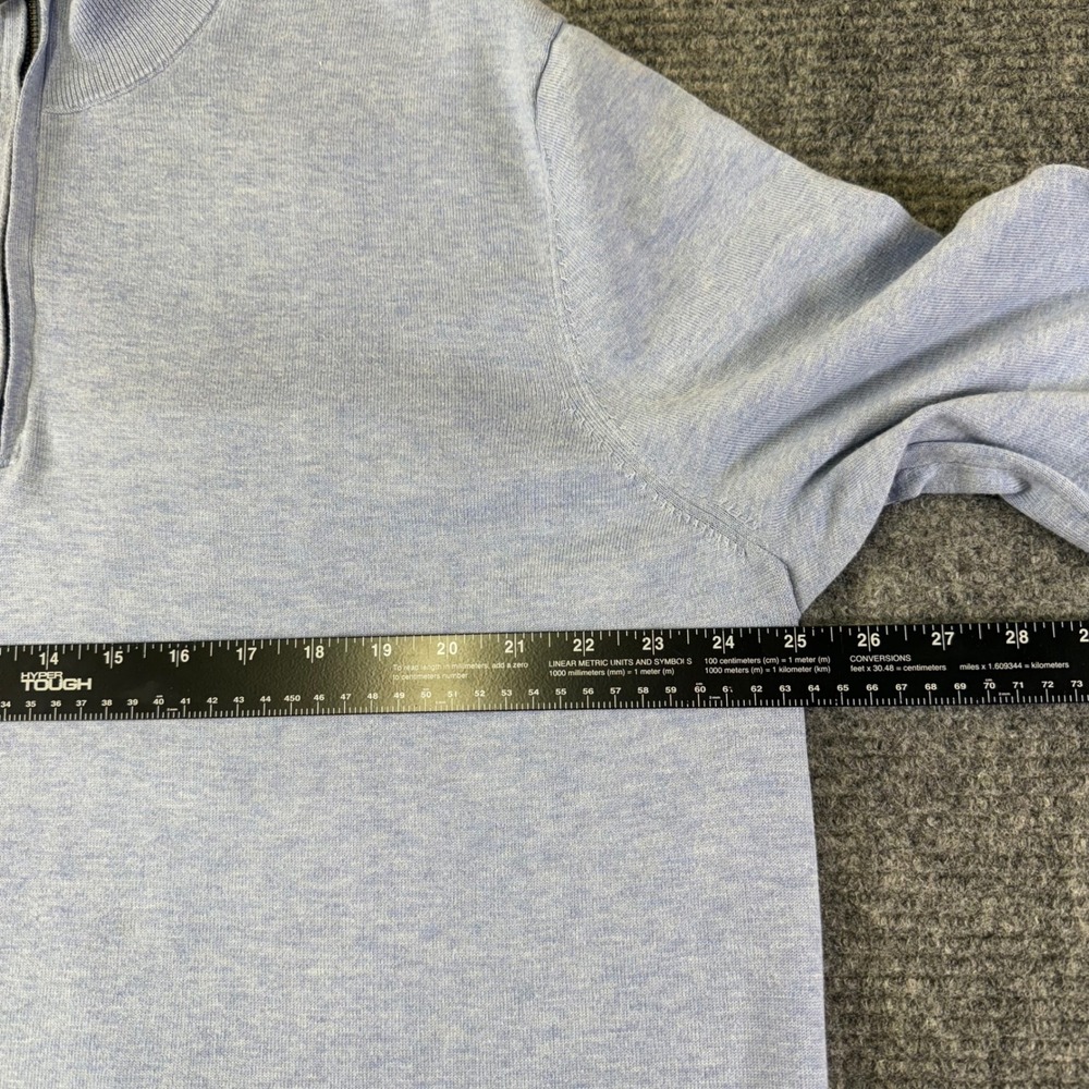 Brooks Brothers Mens Light Blue Qtr Zip Sweater Pullover Knit Mock Neck Size 2XL - Picture 6 of 16